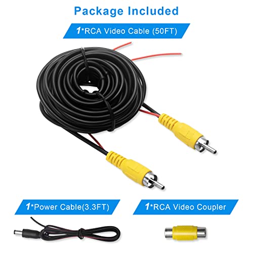 LBW Premium Backup Camera RCA Video Cable, Car Reverse Rear View Parking Camera with Detection Wire (33FT/10 Meters), RCA Video Cable for Monitor and Backup Rear View Connection - size: 33FT