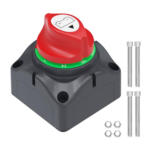 Joinfworld 1-2-Both-Off Battery Disconnect Switch 12V-48V Waterproof Dual Battery Kill Switch Heavy Duty Battery Isolator Switch for Marine Boat Car RV ATV UTV Vehicles, ASW-A701S - color: 200A 1-2 Both Off