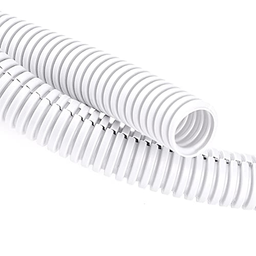 20FT 3/8in Wire Loom Split Tubing Auto Wire Conduit Flexible Cover, White - color: White, size: 20FT 3/8"