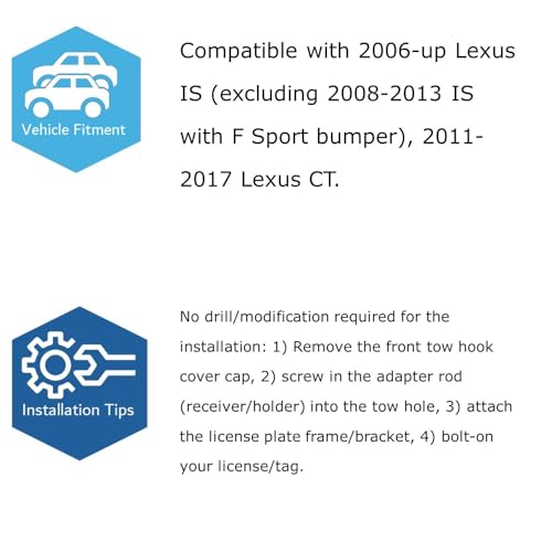 iJDMTOY Tow Hook License Plate Mounting Kit for Lexus is/CT (Exclude is-F) - style: Short