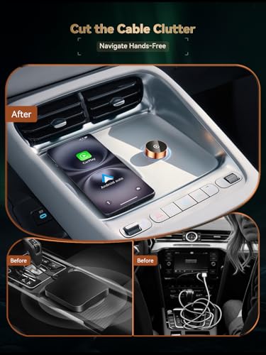 2026 Wireless CarPlay Adapter & Android Auto Wireless Adapter – 2-in-1 Plug & Play Mini Dongle for USB-A/USB-C, Fast Auto Reconnect, Low-Latency Dual-Band WiFi, Aluminum Heat Dissipation - color: Matte Orange