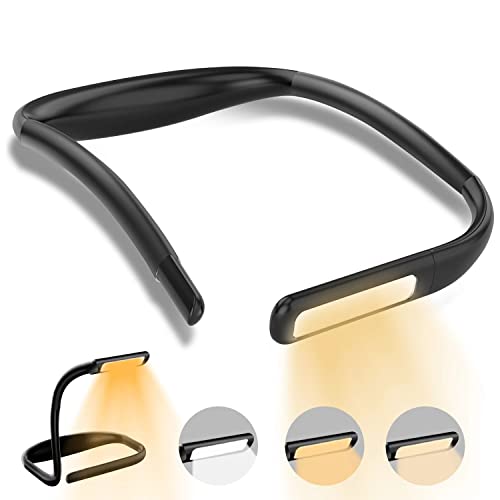 LED Neck Reading Light for Books: 3 Color Adjustable Bendable Arms Black - color: Black, size: 1-Pack