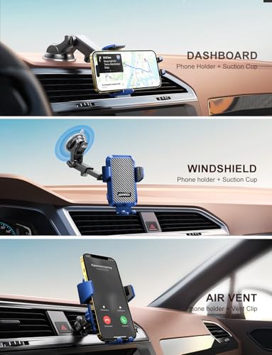 Wireless Car Charger, Phone Holders for Your Car, 15W Auto Clamping Phone Mount Car Accessories for iPhone 16 15 14 13 12 Mini Pro Max 11, Samsung Galaxy S24 Ultra S23 S22+ Note 20, etc - Blue - color: BLUE