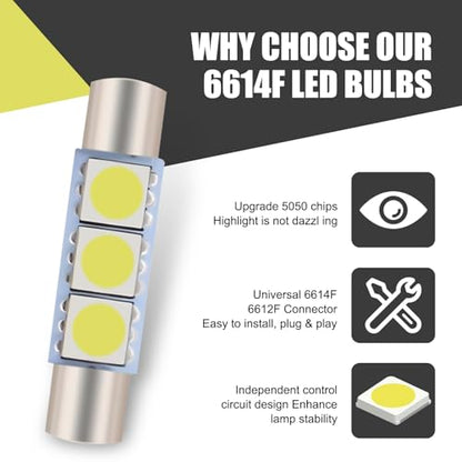 10 PCS Car T6 Vanity Mirror Sun Visor LED Light, 5050-3SMD 12V Flat Head Dual Tip 180 Degree Lighting Reading Lamp, Plug and Play Interior Lighting Kit, Suitable for Most Cars (White)