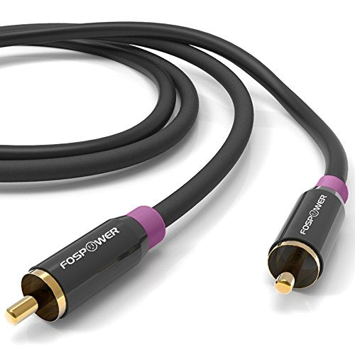 FosPower 15FT RCA Subwoofer Audio Cable S/PDIF 24K Gold Plated Male to Male - size: 15 Feet
