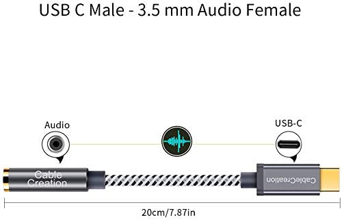 CableCreation USB C to 3.5mm Audio Adapter,0.33FT USBC to Headphone Adapter - style: USB C+3.5mm Audio (1-Port)