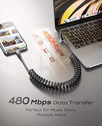 90 Degree USB A to USB C Cable Coiled, 3FT&6FT USB C Cable 3A Fast Charging - color: Grey, size: 3FT+6FT