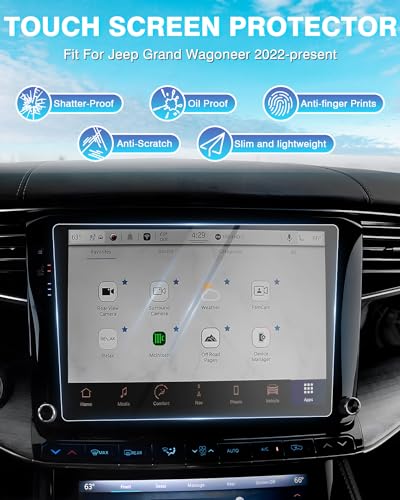 Karltys [Upgrade 2 Pack Screen Protector for 2022-2025 Jeep Grand Wagoneer 12 inch Accessories [No Glare & Fingerprint] for Touchscreen 9H Tempered - size: 12"Jeep Grand Wagoneer