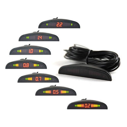 4 Parking Sensor Kit LED Display View Reverse Backup Radar System Silver - color: Silver