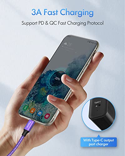 etguuds USB C to USB C Cable 6ft, 2-Pack 60W C to C Cable Fast Charging - color: Purple, size: 6ft