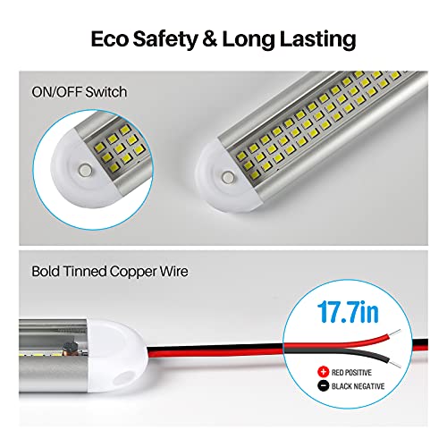 CT CAPETRONIX 12v LED Interior Light Bar, 120LEDs 1500LM 8W DC 12 Volt led Strip Lights with ON/Off Switch, for Enclosed Cargo Trailer, Car RV Van Truck Lorry Camper Boat Caravan Motorhome (6Pack) - size: 6PCS