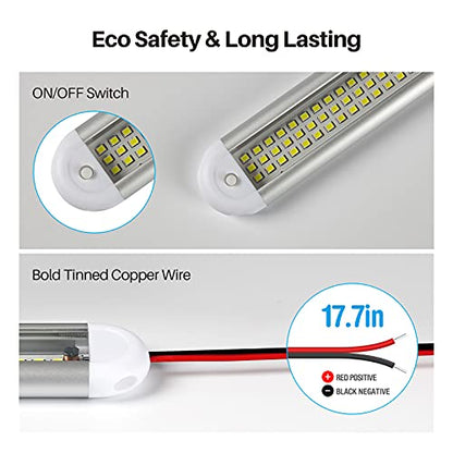 CT CAPETRONIX 12v LED Interior Light Bar, 120LEDs 1500LM 8W DC 12 Volt led Strip Lights with ON/Off Switch, for Enclosed Cargo Trailer, Car RV Van Truck Lorry Camper Boat Caravan Motorhome (6Pack) - size: 6PCS