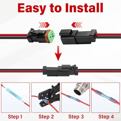 Deutsch DT 2 Pin Black Male Female Wiring Harness Connector 6 Kits, 16 AWG - color: 6 Sets-Black, size: 2Pin