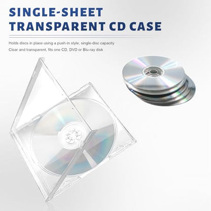 6 PCS Standard Single Clear CD Jewel Case, 10mm Vehicle Slim Clear Disc DVD Cases with Assembled Tray, Single CD Protective Cover Plastic Storage Box Replacement for Cars (Transparent) - color: Transparent