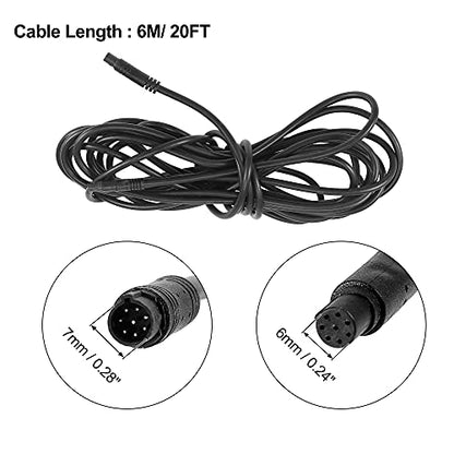 X AUTOHAUX 8 Pin 20ft 6m Backup Camera Extension Cable Dash Camera Cord Wires Car Rear View Camera - size: 6m
