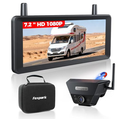 7.2" 1080P Solar Magnetic Wireless Backup Camera with Spilt-Screen Monitor - size: 7.2 inch