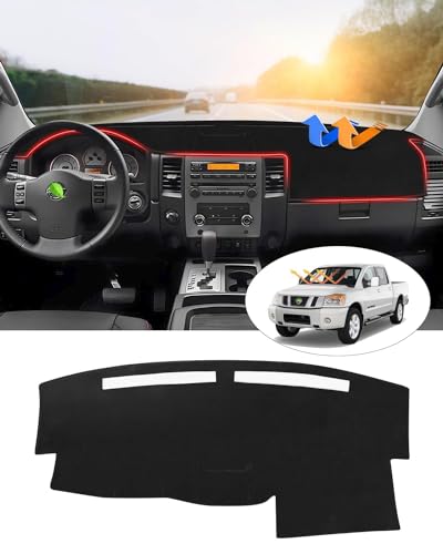 CARTIST Dashboard Cover Compatible with Nissan Titan 2004-2012 Accessories Dash Cover Mat Pad Black(Without Cutout for Navi/Sensor) - size: 04-12 Titan(Black)