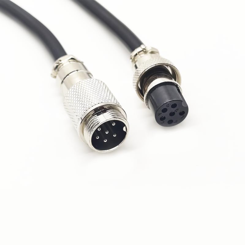 GX16 6 Pin Cable Male to Female Head Aviation Cordset, GX16 6 Pin Panel Mount Circular Metal Aviation Connector Adapter Male to Female（0.5Meter） - size: 1.64ft
