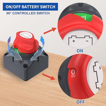 Joinfworld Battery Disconnect Switch 12V-48V Waterproof Marine Battery Cut Off Switch Master for Car Boat RV ATV UTV Vehicles - color: 275A On-Off