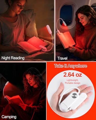 630nm Red Book Light for Reading at Night - Zero Blue Light, Dimmable Reading Lights for Books in Bed, LED Book Lamp Clip on, Gift for Students Parents Nurse Studying Travel (1 Pack) - size: White-1 Pack