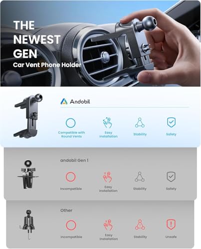 andobil Universal Car Phone Holder [Round Vent Friendly] Phone Mount for Car Circle Vent, Sturdy Clip 360° Rotation Cell Phone Car Holder Mount for Ford Mercedes Benz Toyota fit iPhone Samsung Blue - color: Blue