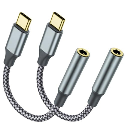 TIPSEAN USB C to 3.5mm Headphone Jack Adapter(2 Pack), USB-C to Aux Audio Dongle Cable for iPhone 17 Pro Max/17 Pro, 16/15 Pro Max, 16/15 Pro, Galaxy S23-S21 Ultra, Pixel, iPad Pro, MacBook (Gray) - color: Gray