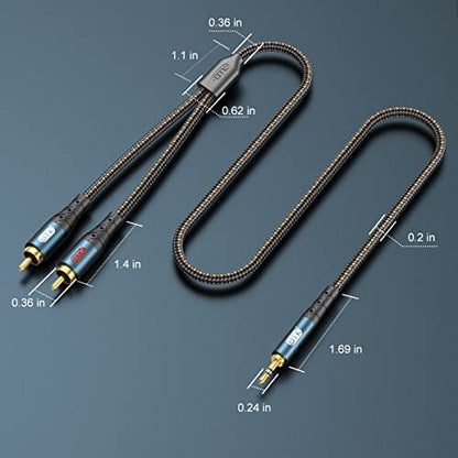 EMK 3.5mm to 2RCA Cable 24K Gold-Plated Nylon Braided RCA to Auxiliary Stereo Audio Headphone Male to Male 1/8 to RCA Cord for Tablet,Subwoofer,Home Theater,DVD Speaker,MP3/MP4,Player 3.3ft/1m - size: 3.3ft/1m, style: 3.5MM to 2RCA