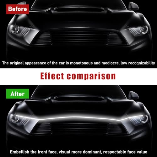 Ohleats 71" Car Hood Light Strip, Exterior LED Running Lightk, White - color: White, size: 1.8M