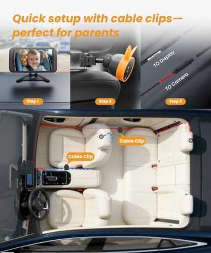 Babyvue Baby Car Camera Backseat Monitor USB Power - color: B-Orange