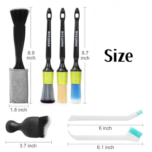MVEQRRN 7PCS Car Detailing Brush Set,Boars Hair Detail Brush kit(Green) - color: 7PCS detailing brush green