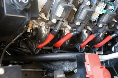 Spark Plug Wire Heat Shield Spark Plug Wire Heat Shield Sleeve Spark Plug Boot Protector Boots Wrap for SBC BBC 350 454 8PCS Plug Wire Covers - 2500F High Temp Protection（Black) - color: Black
