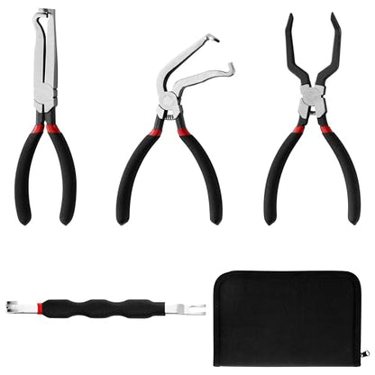 Electrical Disconnect Pliers for Cars - 4Pcs High-Carbon Steel Material with Storage Bag, Universal Automotive Connector Removal Tool for Automotive Repair, Maintenance & Troubleshooting