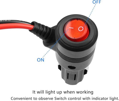 GELRHONR 12V 1 to 3 Cigarette Lighter Splitter Power Adapter, 3 Way Cigarette Lighter Extension Cord with ON Off Switch, Male Plug to Dual Female Socket Extension Cable-1M(1 to 3) - size: 1M, style: 1 to 3
