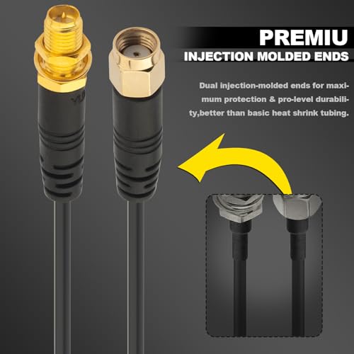 WiFi Antenna Extension Cable 2pcs Upgraded Extra-Long RP-SMA Male to RP-SMA Female Bulkhead Mount RG174 Cable 10m 32.8 feet for WiFi Router Security IP Camera Wireless Network Card Adapter - size: 32.8feet / 10m