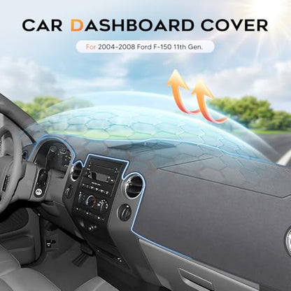 CARTIST Gray Dash Cover for 2004-2008 Ford F150/Lincoln Mark LT Accessories|Premium Anti-Glare UV Protection Non-Slip Silicone Dashboard Cover Mat - color: 4)04-08 F-150(Gray)