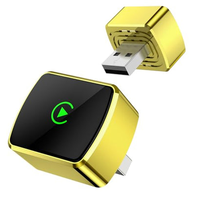 Wireless CarPlay Adapter for iPhone - Plug and Play, Converts Wired to Wireless, Stable Connection Without Delay, Compatible with iOS 10+ & 800+ Car Models, Not for Android 2025 (Gold)