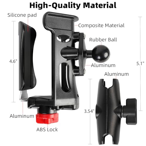 1" Ball Cup Holder with 3.54" Double Socket Arm, Extra Large Adjustable Size Drink Holder for 2.36-3.54" Diameter Bottles, Fits RAM Mounts & Motorcycle/Bike Mount - size: Cup Holder with 3.54" Arm