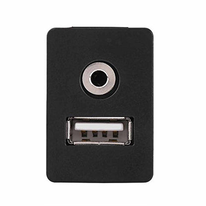 USB and Aux Port for Car, Universal Plastic and Copper 3.5mm Automotive USB Dual Port Panel Mount 3.5mm AUX Cable for Most Cars