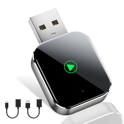 Mini CarPlay Wireless Adapter for Apple iPhone - Converts Wired to Wireless CarPlay Adapter, CarPlay Dongle Stick for Apple Wired CarPlay Cars & for iPhone iOS 10+, USB & Type-C, Plug & Play