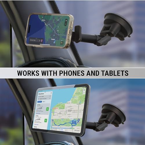 Scosche MP2WD2HD MagicMount™ Pro2 XL Heavy Duty, Strong Suction Cup Cell Phone Mount with Long Arm Windshield/Dashboard Phone Holder and Anti-Shake Stabilizer for iPhone, Android, Tablet, Car, Truck - size: Pro, style: MagSafe - Extendo Window / Dash Suct