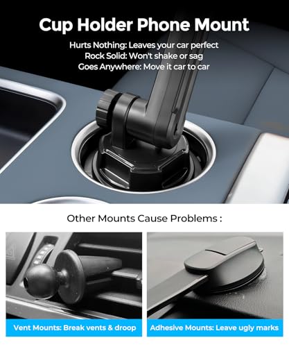 Cup Holder Car Phone Mount, Adjustable Holder for Car, Fits 4-7.2" Phones - color: Single Clamp