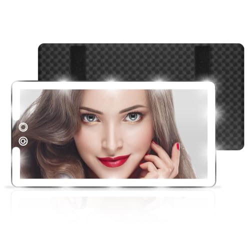 Led Sun Visor Vanity Mirror, Upgraded Large Car Mirrors with Lights, Dimmable Light up Vanity Makeup Mirror for Car,Rechargeable Universal Rear View Visor Mirrors - size: Large(Black-LED)