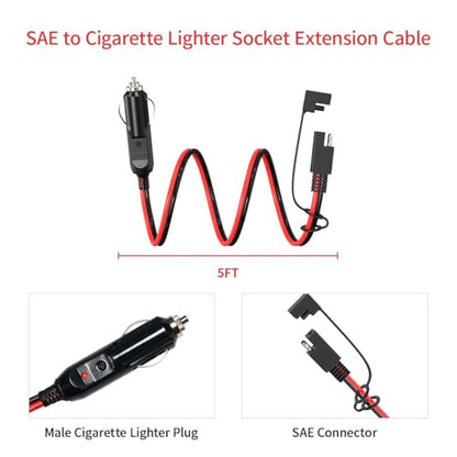ELFCULB SAE to 12V Cigarette Lighter Male Plug Cable 14AWG 10FT for RV - color: SAE to PLUG, size: 10FT