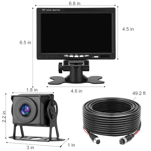 Truck RV Backup Camera with 7 Inch Monitor, AHD 1080P DIY Guide Lines No Delays Waterproof Wired Reverse Rear View Camera System for Car Trailer Camper - size: 7inch +1 Camera