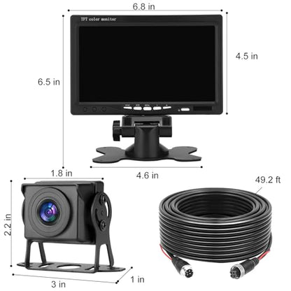 Truck RV Backup Camera with 7 Inch Monitor, AHD 1080P DIY Guide Lines No Delays Waterproof Wired Reverse Rear View Camera System for Car Trailer Camper - size: 7inch +1 Camera