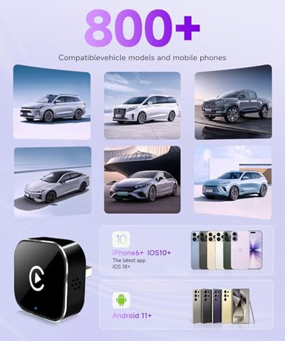 2 in 1 Mini Wireless Car Play Adapter with Apple CarPlay Adapter