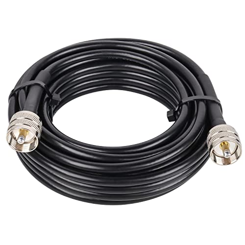MOOKEERF RG8x Coaxial Cable 18ft,CB Coax Cable 50 Ohm,UHF PL259 Male to Male Low Loss CB Antenna Extension for HAM Radio,VHF Radio,SWR Meter,Dummy Load,Antenna Analyzer - size: 18FT