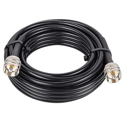 MOOKEERF RG8x Coaxial Cable 18ft,CB Coax Cable 50 Ohm,UHF PL259 Male to Male Low Loss CB Antenna Extension for HAM Radio,VHF Radio,SWR Meter,Dummy Load,Antenna Analyzer - size: 18FT