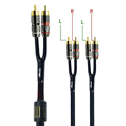 Arklove 25ft Shielded RCA Plug Splitter Stereo Audio Video Cable 2 Male to 4 Male Dual Speaker Y Adapter Connector Extension Cord 24k Gold Plated 1 Input 2 Output - size: 25ft, style: 2male to 4male