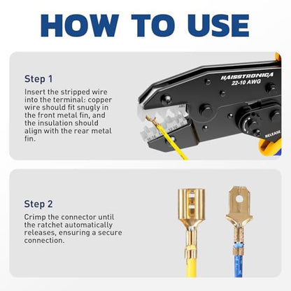 haisstronica Crimping Tool for Open Barrel Terminals, AWG 22-10, HS-5327
